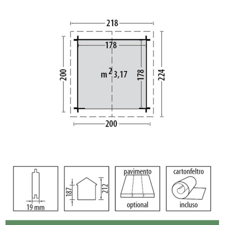 Casetta in Legno 2x2 19mm da Giardino Moderna per Esterno Offerta Porta Attrezzi