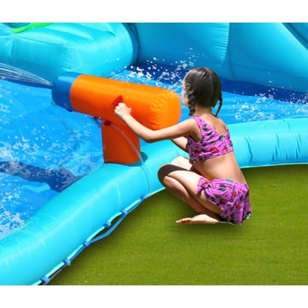 Giochi Gonfiabile Acquatico Bambini Coccodrillo Scivolo Canestro Spruzzi Acqua