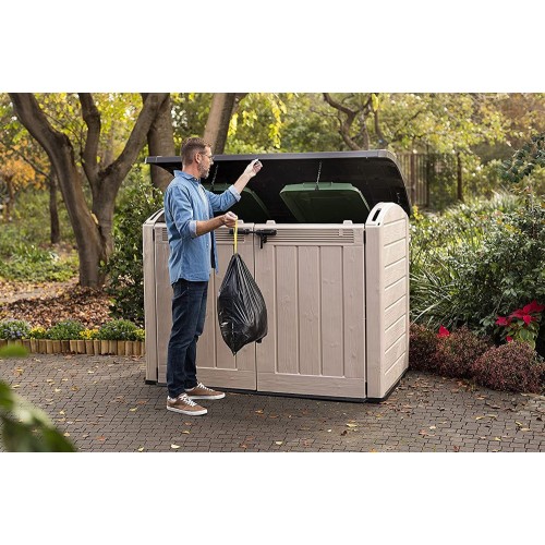 Keter Box da Giardino per Esterno Beige Armadio Resina Pavimento Grande Compatto