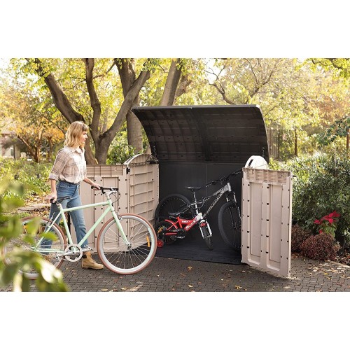 Keter Box da Giardino per Esterno Beige Armadio Resina Pavimento Grande Compatto