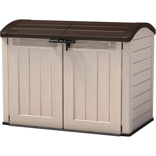 Keter Box da Giardino per Esterno Beige Armadio Resina Pavimento Grande Compatto
