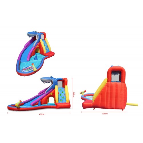Scivolo Gonfiabile Castello Acquatico Gigante Squalo Vasca Palline Giochi Acqua