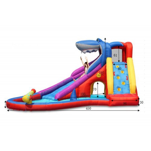 Scivolo Gonfiabile Castello Acquatico Gigante Squalo Vasca Palline Giochi Acqua