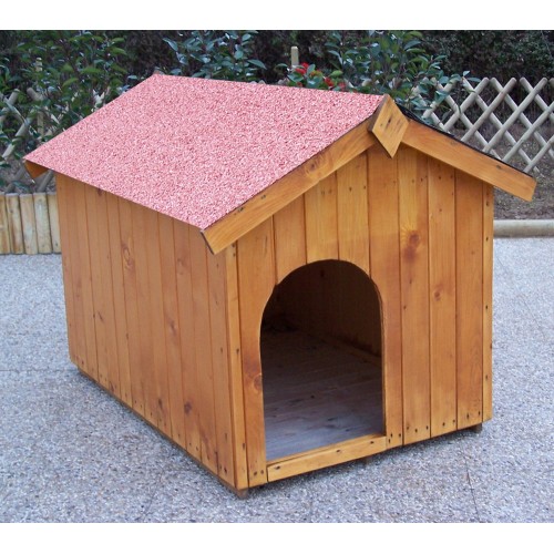 Cuccia per Cane Taglia Media in Legno Tetto con Pavimento Interno uso da Esterno