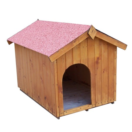 Cuccia per Cane Taglia Media in Legno Tetto con Pavimento Interno uso da Esterno