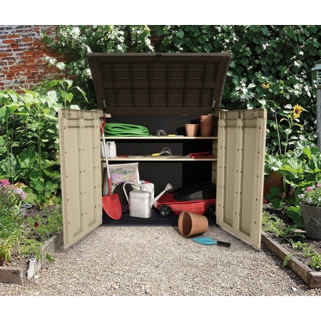Keter Box per Esterno Resina Pavimento Lavoro Beige Compatto da Giardino Armadio