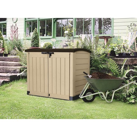Keter Box per Esterno Resina Pavimento Lavoro Beige Compatto da Giardino Armadio