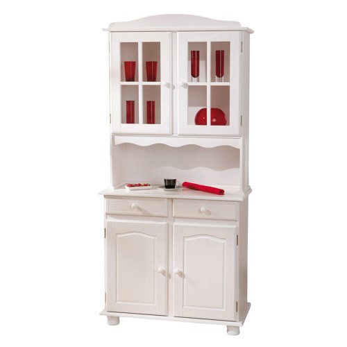 Mobile Alto 2 Ante Cassetti Bianco Credenza Vetrina da Soggiorno Cucina Rustico