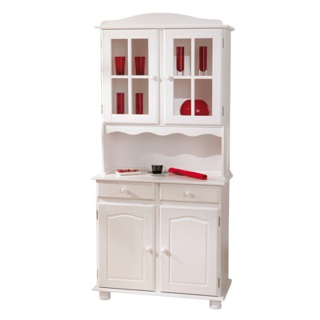 Mobile Alto 2 Ante Cassetti Bianco Credenza Vetrina da Soggiorno Cucina Rustico