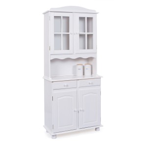 Mobile Alto 2 Ante Cassetti Bianco Credenza Vetrina da Soggiorno Cucina Rustico