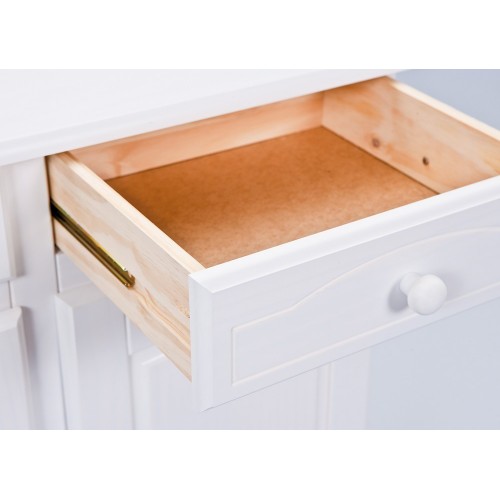 Mobile Alto 3 Ante Cassetti Bianco Credenza Vetrina da Soggiorno Cucina Rustico
