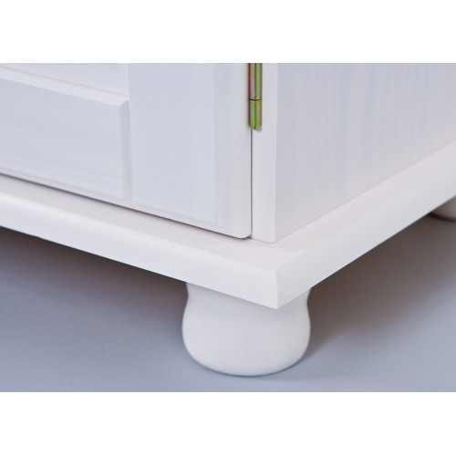 Mobile Alto 3 Ante Cassetti Bianco Credenza Vetrina da Soggiorno Cucina Rustico