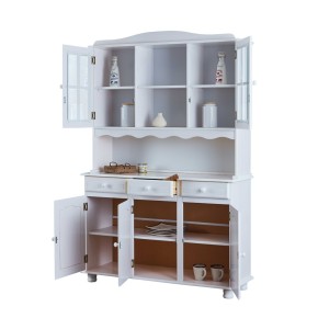 Mobile Alto 3 Ante Cassetti Bianco Credenza Vetrina da Soggiorno Cucina Rustico 2