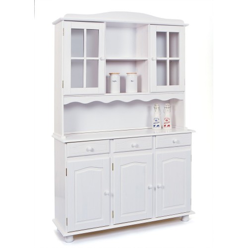 Mobile Alto 3 Ante Cassetti Bianco Credenza Vetrina da Soggiorno Cucina Rustico