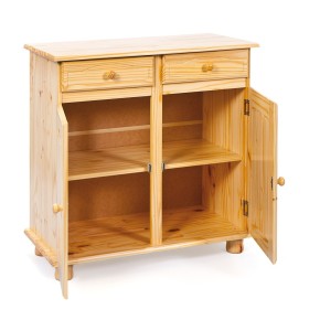 Mobile Credenza Pino 2 Ante 2 Cassetti Buffet Dispensa Soggiorno Cucina Rustico 2