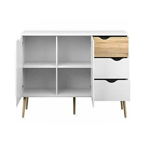 Credenza Bianca Moderna 2 Ante 3 Cassetti Rovere Mobile Madia Soggiorno Salotto