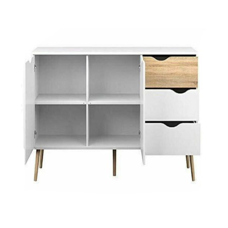 Credenza Bianca Moderna 2 Ante 3 Cassetti Rovere Mobile Madia Soggiorno Salotto