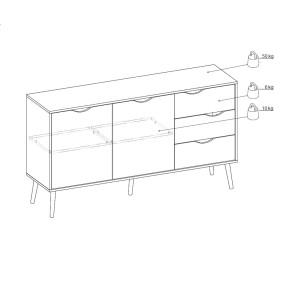 Credenza Bianca Moderna 2 Ante 3 Cassetti Rovere Mobile Madia Soggiorno Salotto 2