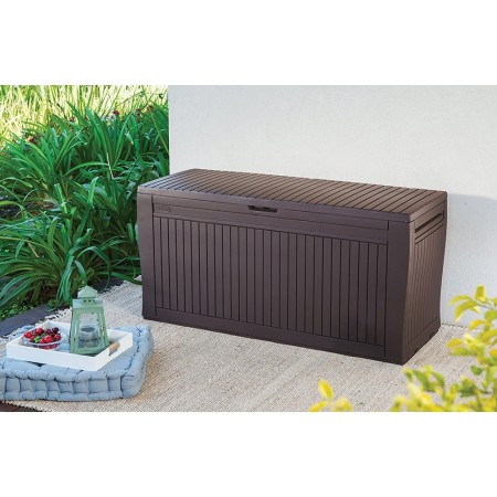 Baule Cassapanca Contenitore con Seduta Ruote Resina Giardino Plastica Esterno