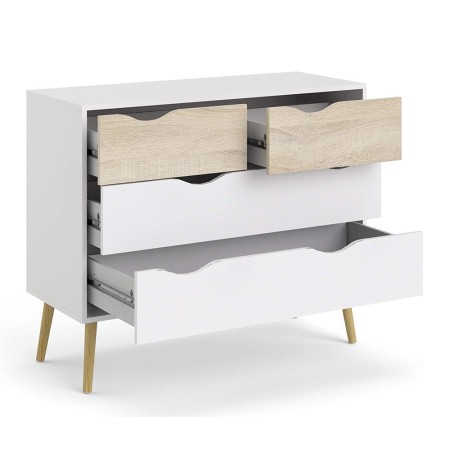 Cassettiera Como Bianco Rovere 4 Cassetti Cassettone Camera da Letto Cameretta