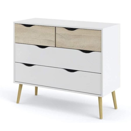 Cassettiera Como Bianco Rovere 4 Cassetti Cassettone Camera da Letto Cameretta