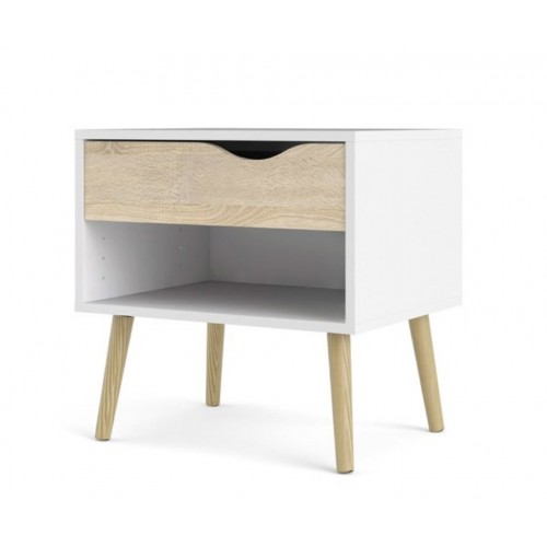 Comodino 50 Bianco Cassetto Cassettiera Camera da Letto Studio Moderno Cameretta