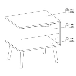 Comodino 50 Bianco Cassetto Cassettiera Camera da Letto Studio Moderno Cameretta 2
