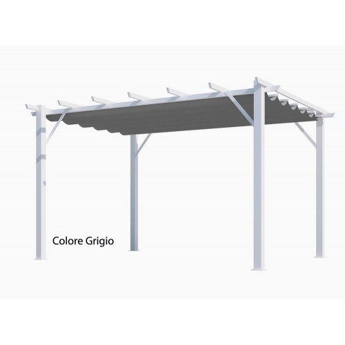 Gazebo Pergola in Alluminio 4x3 Bianca da Giardino Telo di Copertura Pergolato