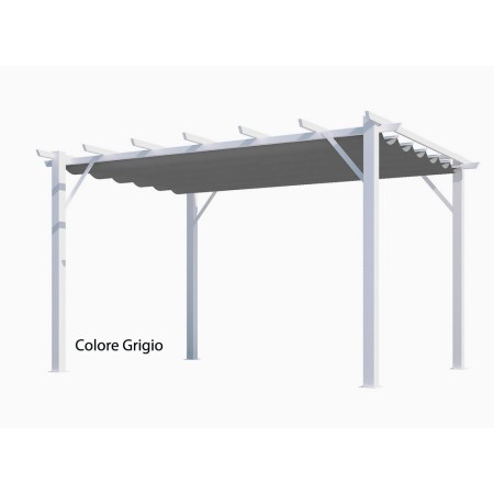 Gazebo Pergola in Alluminio 4x3 Bianca da Giardino Telo di Copertura Pergolato