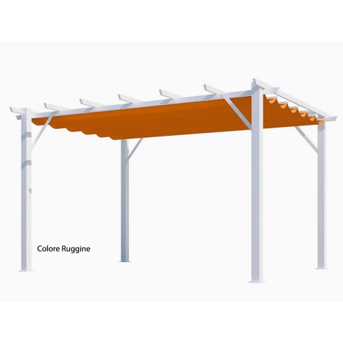 Gazebo Pergola in Alluminio 4x3 Bianca da Giardino Telo di Copertura Pergolato