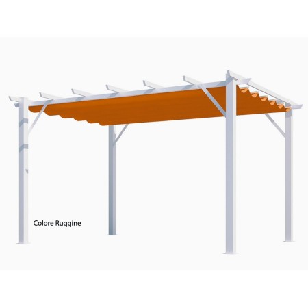 Gazebo Pergola in Alluminio 4x3 Bianca da Giardino Telo di Copertura Pergolato