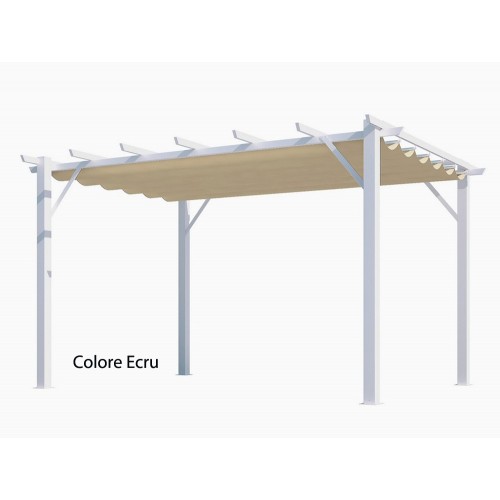 Gazebo Pergola in Alluminio 4x3 Bianca da Giardino Telo di Copertura Pergolato
