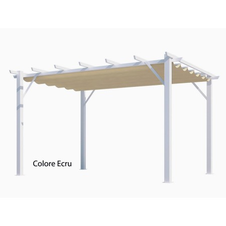 Gazebo Pergola in Alluminio 4x3 Bianca da Giardino Telo di Copertura Pergolato
