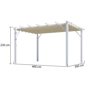 Gazebo Pergola in Alluminio 4x3 Bianca da Giardino Telo di Copertura Pergolato 2