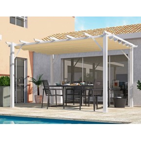 Gazebo Pergola in Alluminio 4x3 Bianca da Giardino Telo di Copertura Pergolato