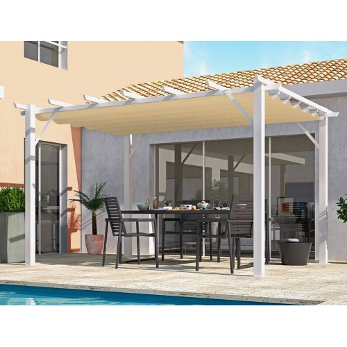 Gazebo Pergola in Alluminio 4x3 Bianca da Giardino Telo di Copertura Pergolato