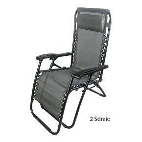 2 Sdraio Grigio Basculante Reclinabile Giardino Esterno Poltrona con Poggiapiedi