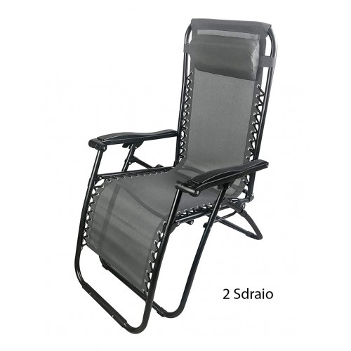 2 Sdraio Grigio Basculante Reclinabile Giardino Esterno Poltrona con Poggiapiedi