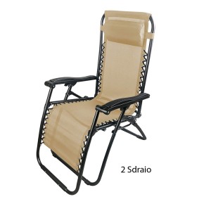 2 Sdraio Beige Basculante Reclinabile da Giardino Esterno Poltrona Poggiapiedi