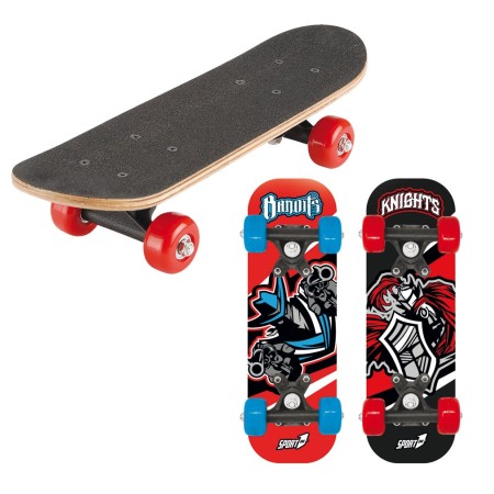 Tavola da Skateboard Nero 43 cm Max 20 kg Bambino in Legno Skate Completo Ruote
