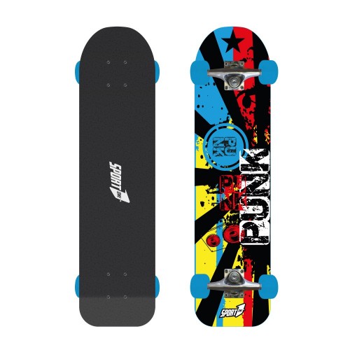 Tavola da Skateboard Nero 76 cm Max 100kg Bambino Adulto in Legno Skate Completo