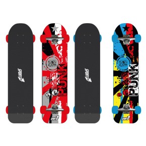 Tavola da Skateboard Nero 76 cm Max 100kg Bambino Adulto in Legno Skate Completo