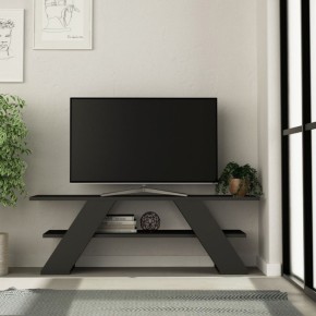 Mobile da Salotto Porta TV Basso in Legno Antracite con Ripiani Salvaspazio Sala