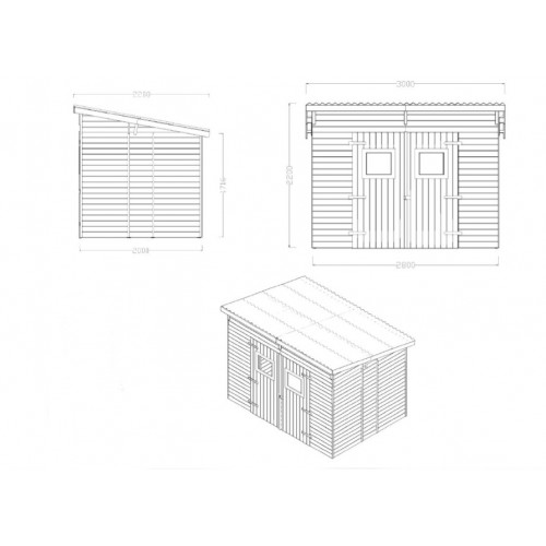 Casetta 2.8x2 in Legno Pannelli 16 mm Senza Pavimento Attrezzi Rimessa Giardino