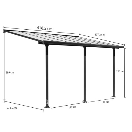 Pergola Addossata 4x3 in Alluminio Gazebo da Giardino Terrazzo Pergolato Carport