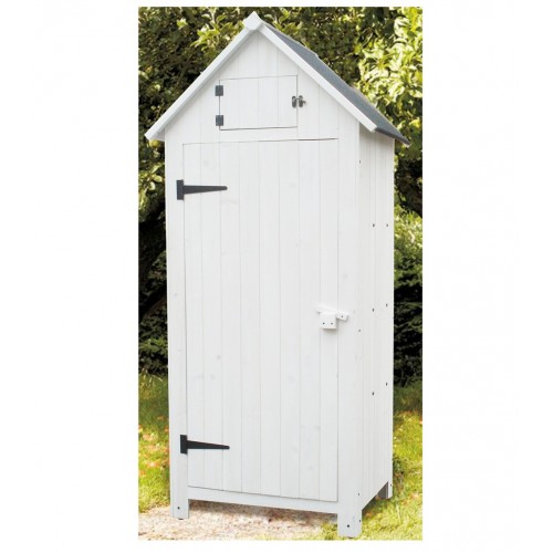 Casetta Armadio in Legno Bianco Ripiani Terrazzo Ripostiglio Giardino Attrezzi