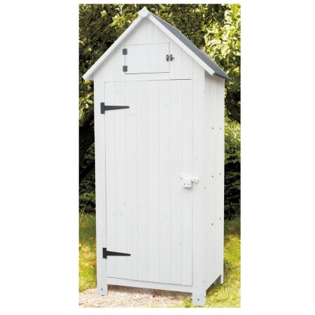 Casetta Armadio in Legno Bianco Ripiani Terrazzo Ripostiglio Giardino Attrezzi