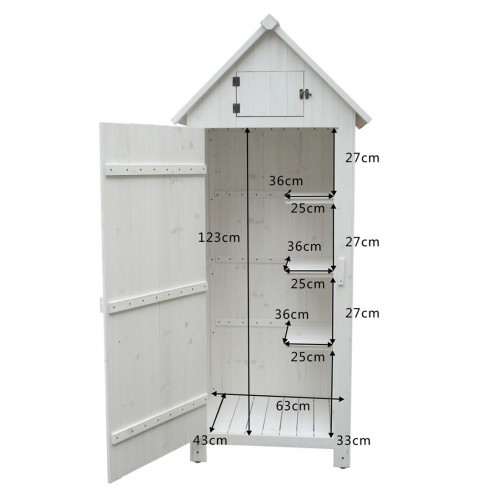 Casetta Armadio in Legno Bianco Ripiani Terrazzo Ripostiglio Giardino Attrezzi
