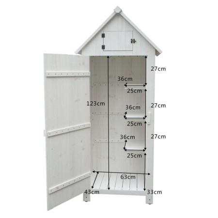 Casetta Armadio in Legno Bianco Ripiani Terrazzo Ripostiglio Giardino Attrezzi