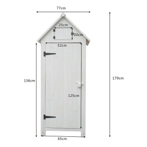 Casetta Armadio in Legno Bianco Ripiani Terrazzo Ripostiglio Giardino Attrezzi 2